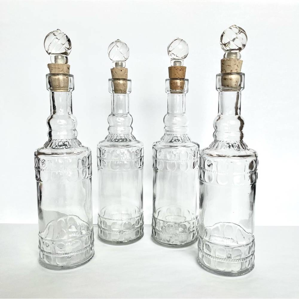 Vintage Style Apothecary Bottles with Glass Bottle Stopper Set of 4